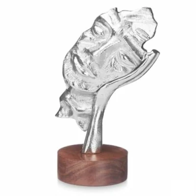 Afbeelding van Decoratieve figuren Gezicht Zilverkleurig Hout Metaal 16,5 x 26,5 11 cm