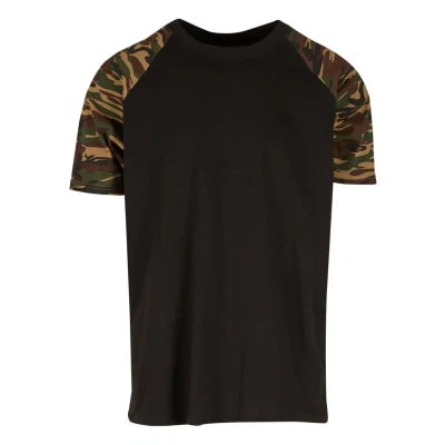 Afbeelding van Urban Classics Raglan Contrast Tshirt print, Heren, Maat: Small, Black/ ochre