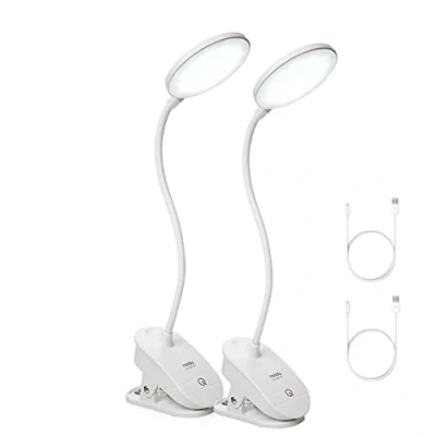 Afbeelding van Miady Leeslamp klem, 18 LED klemlampen, USB oplaadbaar, 3 helderheidsniveaus, dimbare oogbescherming, bureaulamp, touch bediening, 360 flexibele zwanenhals voor bed, nachtlezen, kantoor