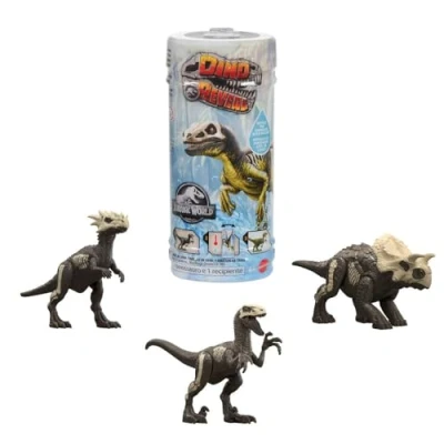 Afbeelding van Mattel Jurassic World Dinosaurusonthulling, dinosaurusspeelgoed, uitpakverrassing, met warm water wordt de volledige tekening zichtbaar, 13 18 cm, soorten variëren, JDC52