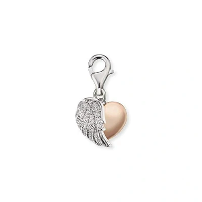 Afbeelding van Engelsrufer Damen Charm Anhänger With Love zweifarbiger Herz Flügel silber roségold aus Sterling Silber, mit 3 Zirkonia Steinen besetzt, Karabinerverschluss, nickelfrei, ERC HEARTWING BICOR