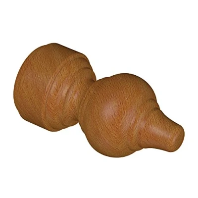 Afbeelding van Flairdeco Eindstukken voor gordijnroede met een diameter van 28 mm, groefvorm, hout, kersenboom gelakt, 2 stuks