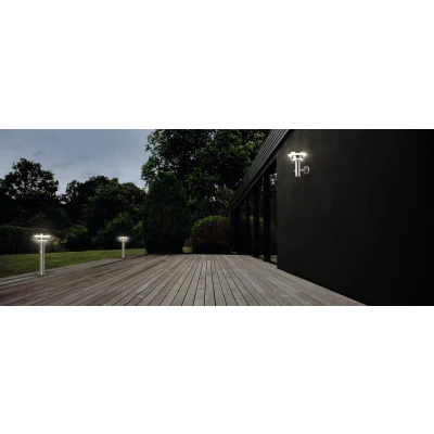 Afbeelding van OSRAM ENDURA Style Solar LED buitenwandlamp roestvrij staal, bewegings en lichtsensor, 3 standen, IP44, elegant design voor terras tuin