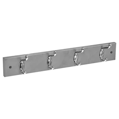 Afbeelding van Kapstok rek voor wand/muur grijs 4 ophanghaken/knoppen MDF/ijzer 42 x 9 cm Kapstokken