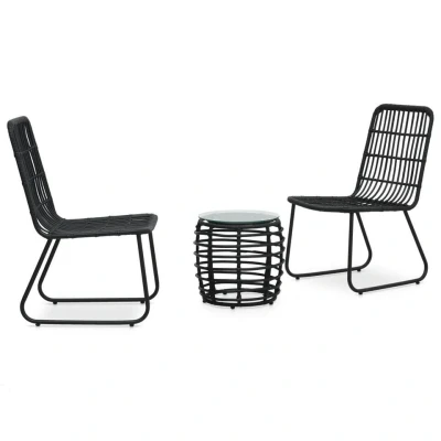 Afbeelding van 3 delige Bistroset poly rattan zwart