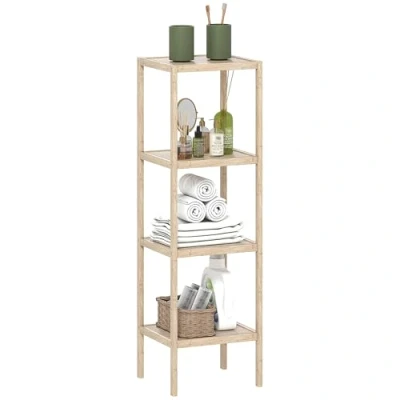 Afbeelding van HOMCOM Badkamerrek Bamboe 33x31x110cm Natuurlijk hout
