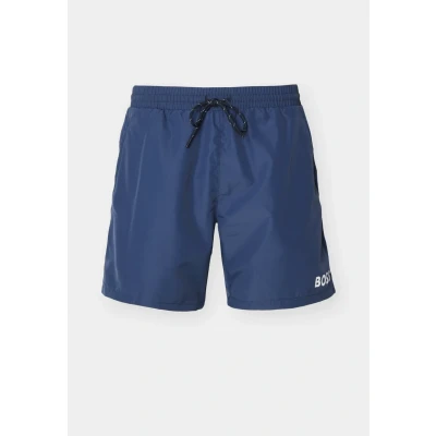 Afbeelding van HUGO BOSS heren Zwemshorts met steekzakken en logo in de kleur Donkerblauw, maat: S