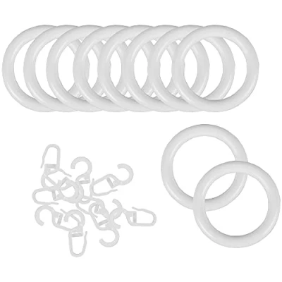 Afbeelding van Bestlivings Ringen met vouwhaken (set van 50), gordijnringen voor universele band/plooiband Ø 40 mm in de kleur: wit