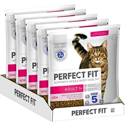 Afbeelding van PERFECT FIT volwassen droogvoer voor katten vanaf 1 jaar zalm, 1,4 kg (5 zakken)