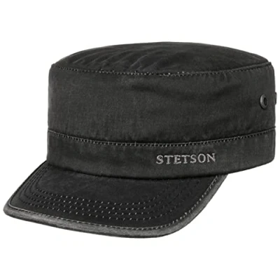 Afbeelding van Stetson Datto Winter Army Cap Heren met klep voering achterkant gesloten voor Herfst/Winter M (56 57 cm) zwart