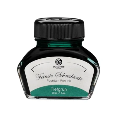 Afbeelding van 30 ml vulpeninkt (Diep Groen) in inktglas, schrijfinkt voor vulpen, inktpot, kalligrafie inkt