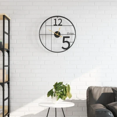 Afbeelding van vidaXL Wandklok Ø50 cm ijzer zwart