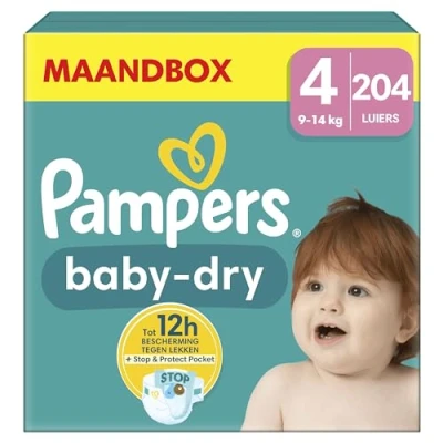 Afbeelding van Pampers Baby Dry Luiers Maat 4 (9 14 kg) 204 stuks