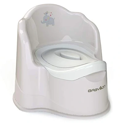 Afbeelding van BABYLON kinderpotje met deksel Royal, kindertoiletten uitneembare kom, groot kindertoilet, nachtpot voor kinderen/wc bril, jongens en meisjes vanaf 1 jaar, babyaccessoires, Grijs