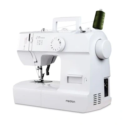 Afbeelding van MEDION naaimachine SM70 (70 watt, 12 verschillende steekpatronen, led naailampje, instelbare steeklengte, achteruitknop, draadafsnijder, MD11179) wit