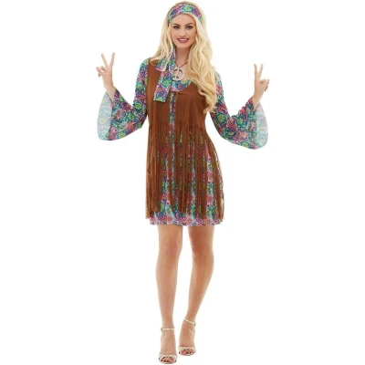 Afbeelding van FUNIDELIA Hippie kostuum voor Dames Jurk Maat: 4XL