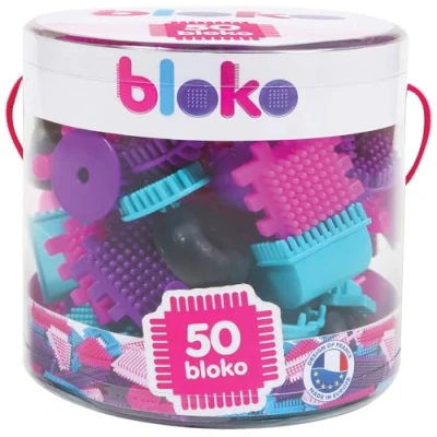 Afbeelding van Boti Bloko Nopper Bouwblokken Roze, 50dlg.