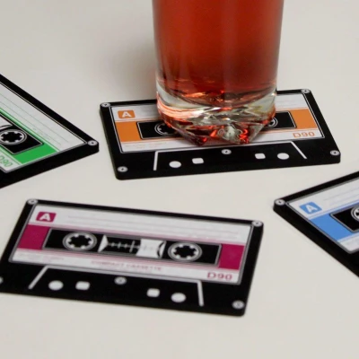 Afbeelding van Cassettebandjes Onderzetters (set van 4) Invotis