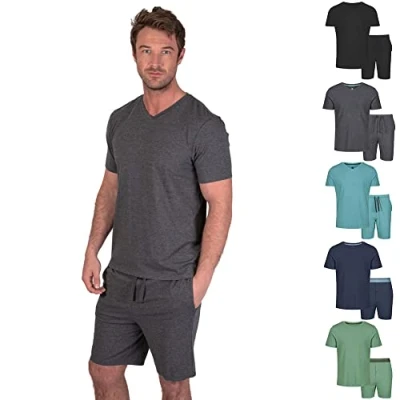 Afbeelding van Light &amp; Shade Heren Lsset011 lsset012 Pyjama Set, Charcoal Marl, L UK