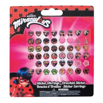 Afbeelding van Joy Toy 65984 Miraculous: Tales of Ladybug &amp; Cat Noir figuren personages Stickeroorbellen op backercard 13x0,2x14 cm, girls, normaal