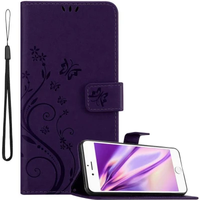Afbeelding van Cadorabo Hoesje geschikt voor Apple iPhone 6 / 6S in Bloemen DONKER PAARS Beschermhoes Case Cover magnetische