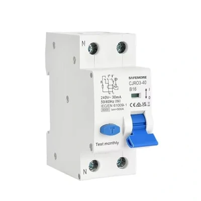 Afbeelding van FI/LS schakelaar, elektromagnetische aardlekschakelaar, FI veiligheidsschakelaar met RCBO 16 ampère RCD beveiligde stroomschakelaar, 230 V, 1P+N 6 kA, type A, 0,03 B16, curve B