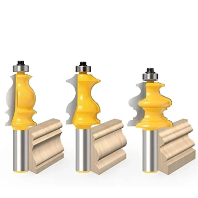 Afbeelding van WSOOX 12 mm schacht vormfrees bit 3 stuks voor houtbewerking architectural moulding frees set router