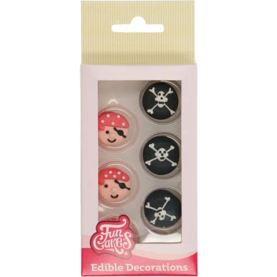 Afbeelding van FunCakes Suikerdecoratie Piraten 12 Stuks Eetbare Taartdecoratie