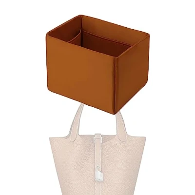 Afbeelding van XYJG Silk Bag Organiser Insert Fits Hermes Picotin 18/22, Luxury Handbag &amp;Tote Shaper (PC18, Gold)