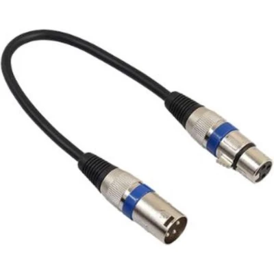 Afbeelding van XLR (m) (v) audiokabel / zwart/blauw 0,30 meter