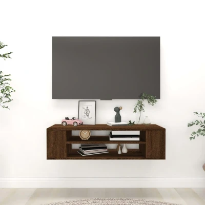 Afbeelding van Tv hangmeubel 100x30x26,5 cm bewerkt hout bruin eikenkleur