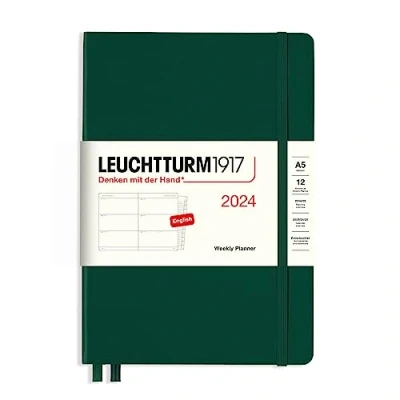 Afbeelding van LEUCHTTURM1917 367608 weekkalender medium (A5) 2024, 12 maanden, bosgroen, Engels
