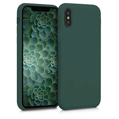 Afbeelding van kwmobile telefoonhoesje geschikt voor Apple iPhone XS Hoesje met siliconen coating Smartphone case in mosgroen