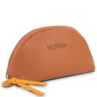 Afbeelding van Lois Womens drager van resistent en licht materiaal. Make up Case Ritssluiting. Plumier Reiscomplement. Half Moon Merk. Toilettas, Bruine