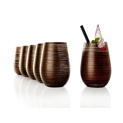Afbeelding van Stölzle Lausitz TWISTER 465 ml zwart brons, drinkglazen, set van 6, vaatwasserbestendig, schokbestendig, universele glazen als waterglazen, sapglazen, longdrinkglazen