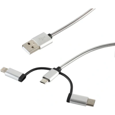 Afbeelding van 3in1 Ladekabel Micro B/ Typ C/ 8 pin Stecker 1m