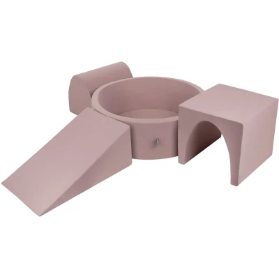 Afbeelding van KiddyMoon Schuimspeelplaats Met Rond Ballenbad (300 Ballen) Ballenbakken Voor Baby&#039;s Speelbad Hindernisbanen, Erika: Pastel Beige/Zalm Roze/Wit