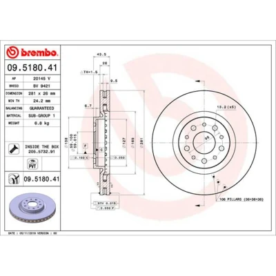 Afbeelding van Brembo Remschijven 09.5180.41