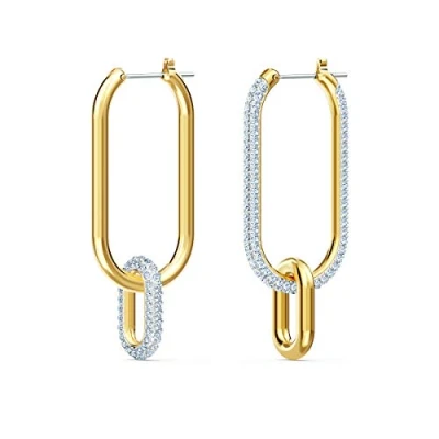 Afbeelding van Swarovski Time ringoorbellen, Asymmetrisch ontwerp, Wit, Gemengde metaalafwerking