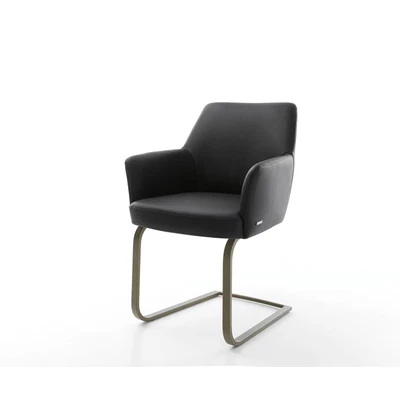 Afbeelding van sledemodel Xana Flex met armleuning vlak afwerking titaniumeffect echt leer zwart pocketveer kern