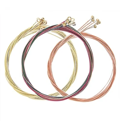 Afbeelding van Alnicov 3 Volledige Sets van 6 Akoestische Gitaar Snaren Vervanging Staal String met Vernikkelde Kraalkop voor (1 Messing Set, 1 Koper Set en Multicolor Set)