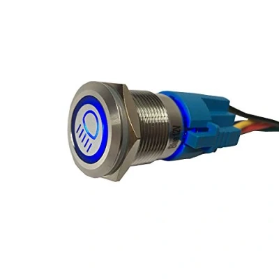 Afbeelding van Mintice Roestvrij Staal Auto Vrachtwagen Tuimelschakelaar Drukschakelaar Schakelaar Wipschakelaar Waterdichte 19mm 12V 5A Blauw Licht Grootlicht Stekker Draad
