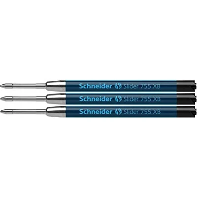 Afbeelding van Schneider 77345 Slider 755 balpenvulling (ViscoGlide technologie, onuitwisbaar, XBExtra breed) 3 delige blisterkaart, Zwart,3er Blisterkarte