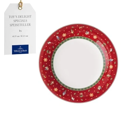 Afbeelding van Villeroy &amp; Boch Toy&#039;s Delight Specials eetbord, groot bord met kerstmotief, porseleinen bord, kerstservies, 27 cm Ø, vaatwasmachinebestendig, magnetronbestendig
