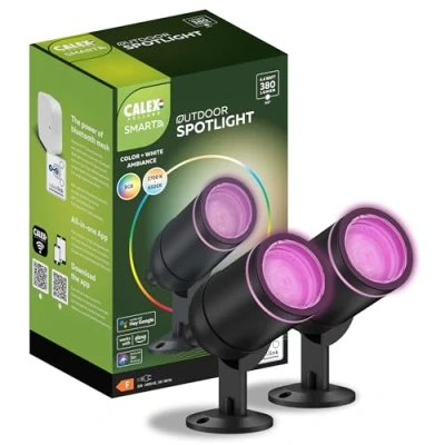Afbeelding van Calex Smart Outdoor LED Buitenlamp Set van 2 stuks Slimme Grondspot RGB en Warm Wit Licht 4W Zwart