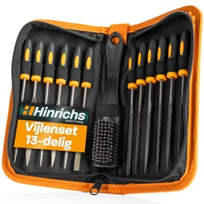 Afbeelding van Hinrichs Vijlenset Metaal en Hout 13 delig Inclusief Koffer 6x Diamantvijlen, Staalvijlen, 1x Staalborstel Professionele Vijlenset, Mini Vijlen, Sleutelvijlen Set, Naaldvijlen, Houtrasp