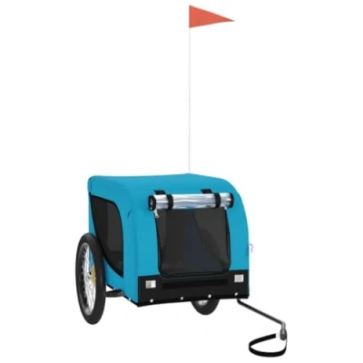 Afbeelding van vidaXL Hondenfietstrailer oxford stof en ijzer blauw zwart