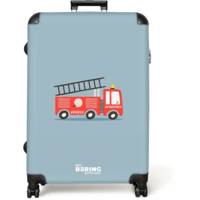 Afbeelding van NoBoringSuitcases.com® Koffer groot Reiskoffer lichtgewicht Brandweer Auto Voertuig Jongens Kinderen Rolkoffer met 4 wielen Grote trolley XL 98 liter bagage