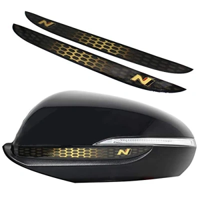 Afbeelding van spiegel Strips Sticker Film Strip decor buitenspiegel achterzijde auto digitale afdrukken honingraat (Goud)