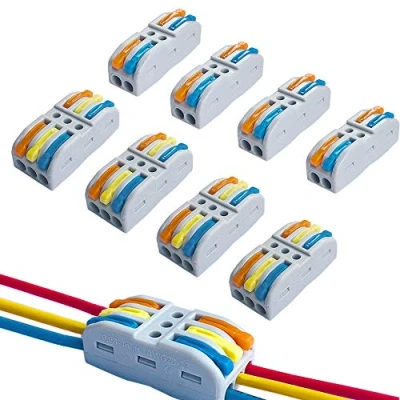 Afbeelding van QitinDasen 30Pcs Premium SPL 2/SPL 3 Hefboom Moer Draadconnectoren Set, Geleider Compacte Draadconnectoren, Bilaterale Fast Wire Kabelverbinder (Veelkleurige Hendel)